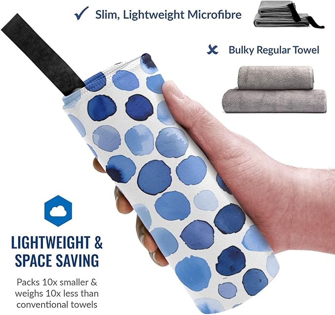 Blue Dot Sand Free Beach Towel – 31.5"X63" Quick Dry Microfiber Beach Towels for Travel, Swimming, Pool, and Camping, Absorbent and Compact Beach Essential for Women, and Men