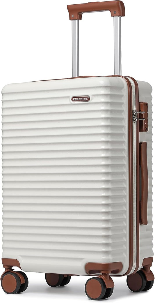 20-Inch Carry on Luggage,Carry-on Suitcase with Spinner Wheels and TSA Lock, 22x14x9 Airline Approved,Hardside Lightweight Travel Carry-on Luggage,Small Rolling Luggage (White, 20 IN)