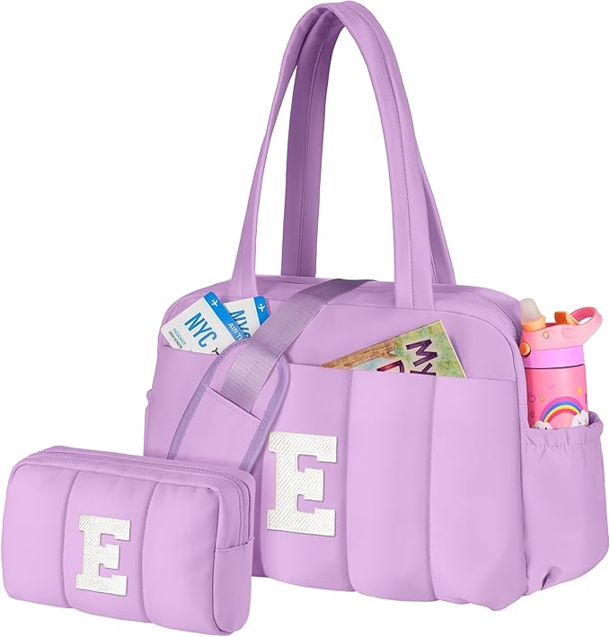 Gifts for 8 Year Old Girls-Teenager Girl Gift Ideas-Initial Duffle Bag, Carry On Bags for Women-Gifts for Girls-Overnight Bag with Wet Pocket-Travel Bags Personalized with Makeup Pouch