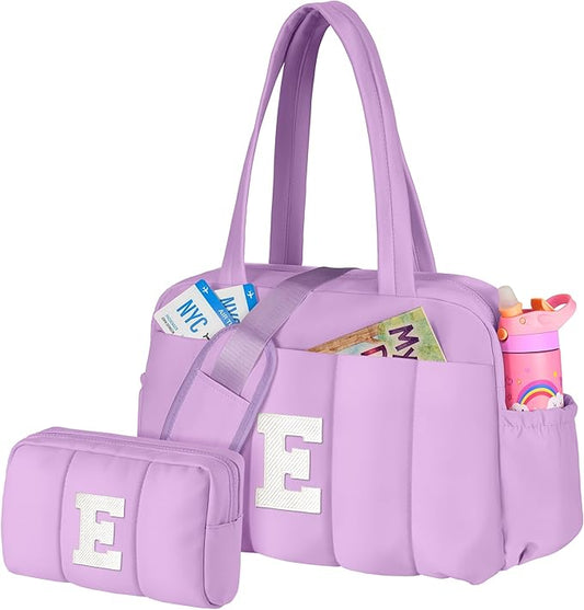 Gifts for 8 Year Old Girls-Teenager Girl Gift Ideas-Initial Duffle Bag, Carry On Bags for Women-Gifts for Girls-Overnight Bag with Wet Pocket-Travel Bags Personalized with Makeup Pouch