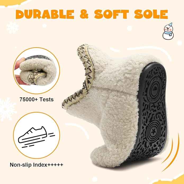 LeIsfIt Toddler Slippers Boys Girls Cozy Warm House Shoes Kids Non-slip Winter Slipper Booties Slip on Plush Lining Sock Slippers