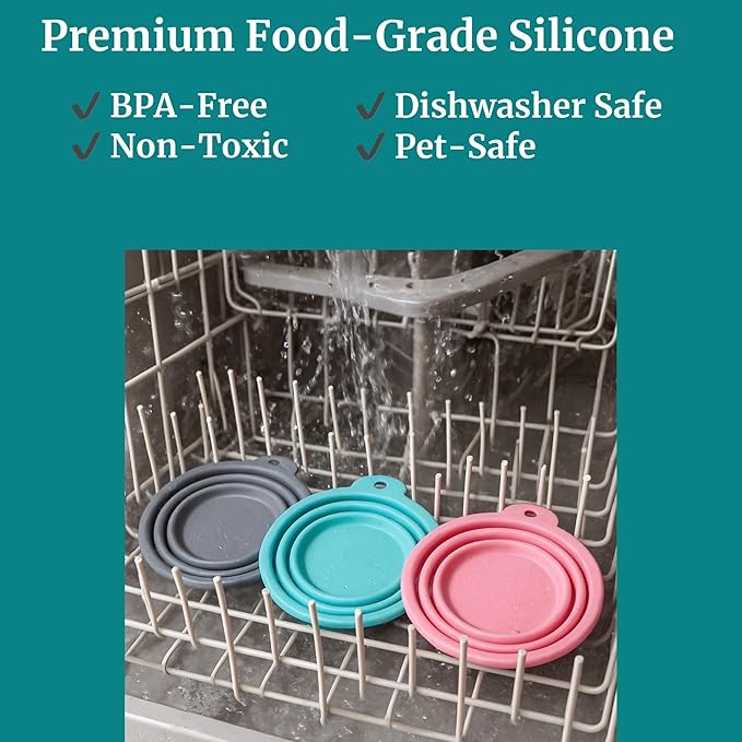 SparkDog Favorite Child Collapsible Dog Bowl, 1000ML (34oz) –XL Food-Grade Silicone Travel Bowl with Sturdy Rim – Extra Large Portable for Dogs & Cats – Great for Pet Lovers (Pink)