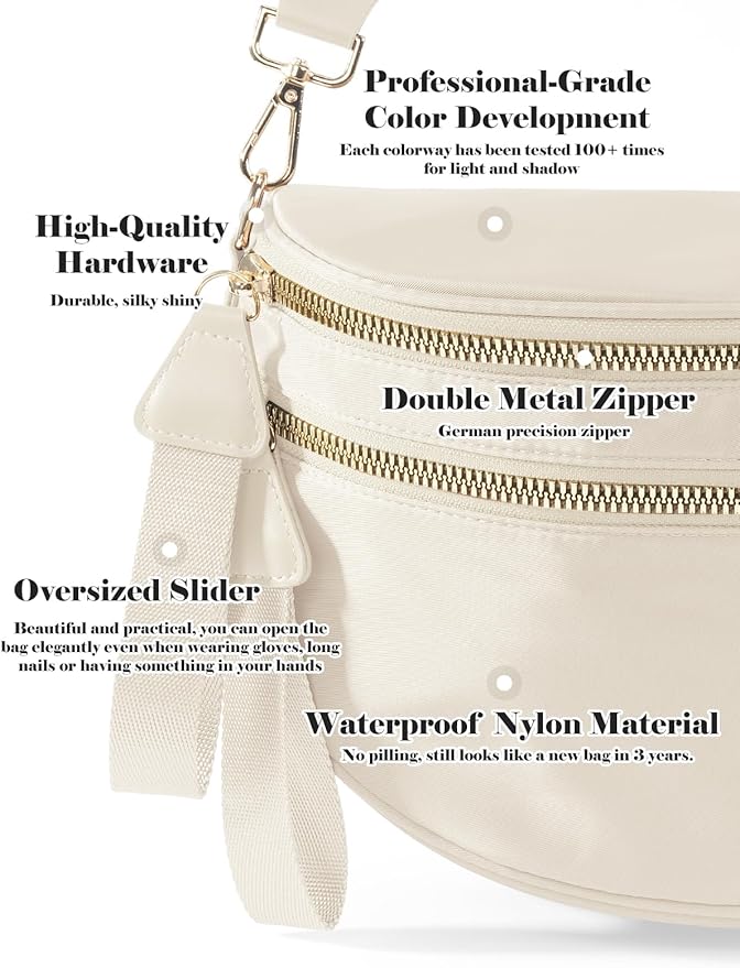 Pure Colour Crossbody Bag Bum Bag for Women,Spacious Purse Fanny Packs Belt Bag,Oversized Bum Bag (Colour Bum Bag-Beige)