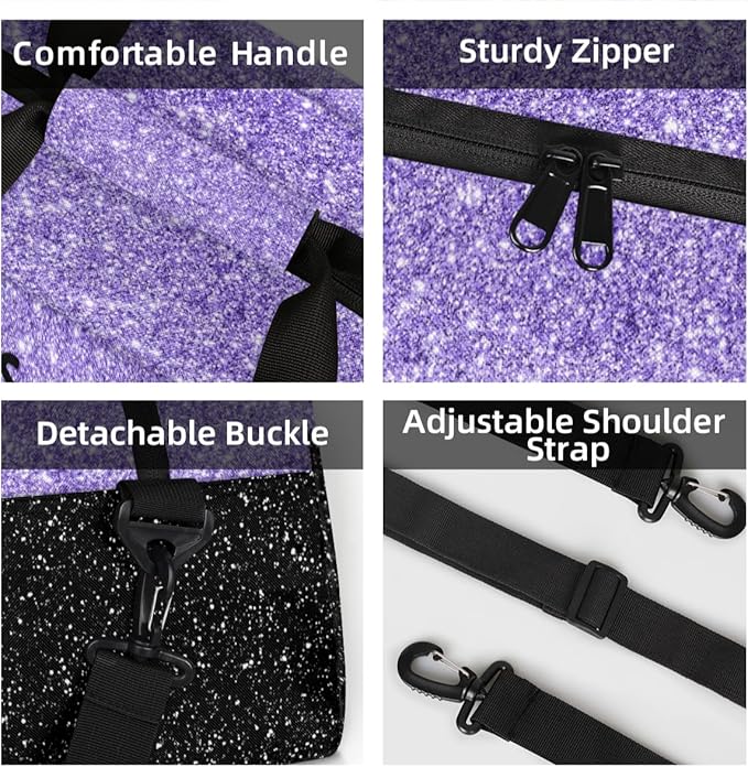 Personalized Glitter Purple Cheer Bag for Cheerleaders, Custom Sport Gym Bag Dance Bag Travel Duffle Bag Cheerleading Gifts for Women