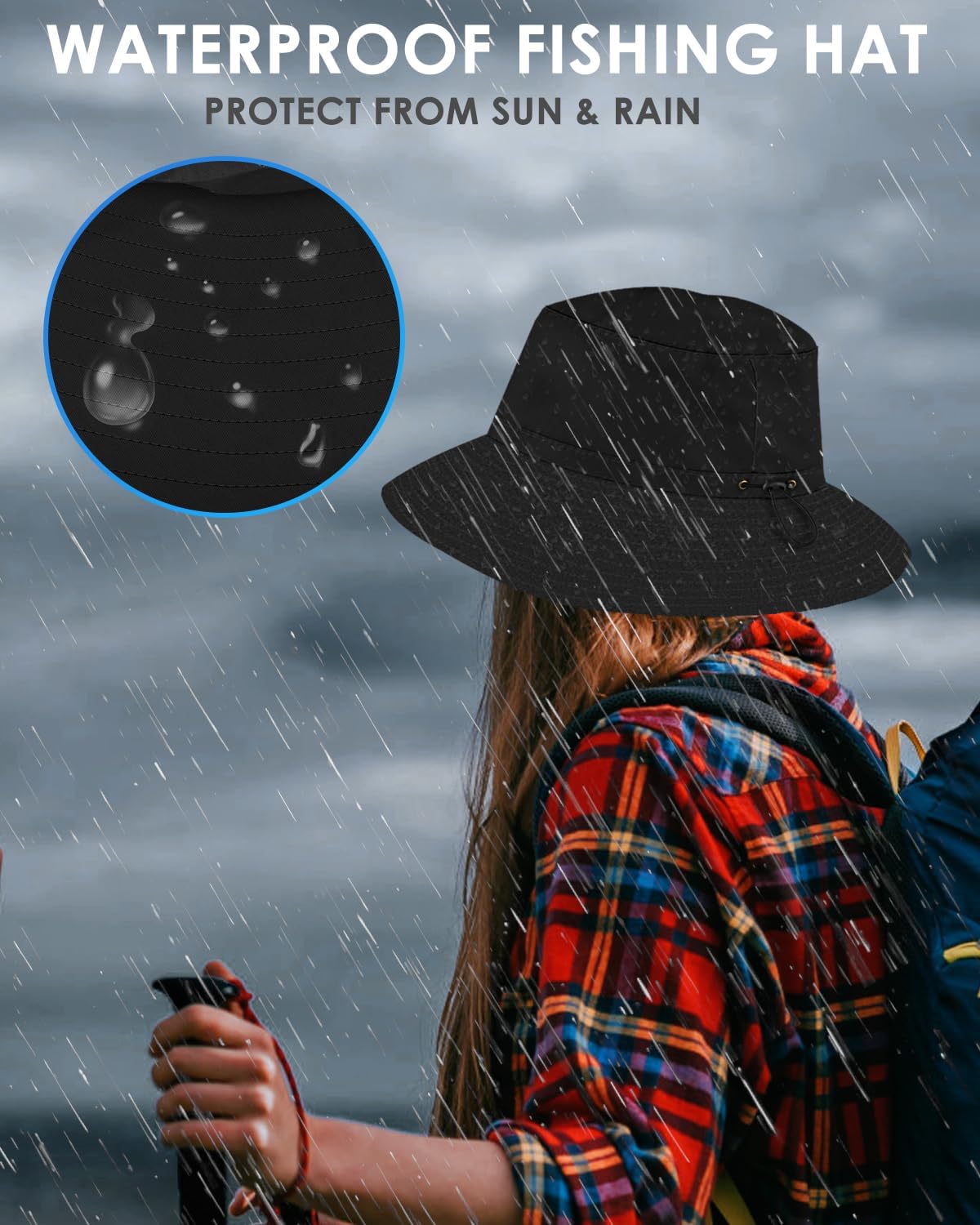 BROTOU Foldable Bucket Hats for Women/Men, UPF 50+ Wide Brim Sun Hat, Waterproof Fishing Cap with UV Protection