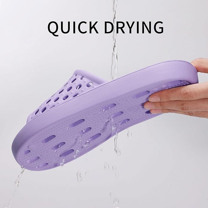 Litfun Shower Shoes for Women Non-Slip Quick Dry Shower Slippers Lightweight Pool Sandals with Drain Holes for College Dorm, Beach, Bathroom & Gym