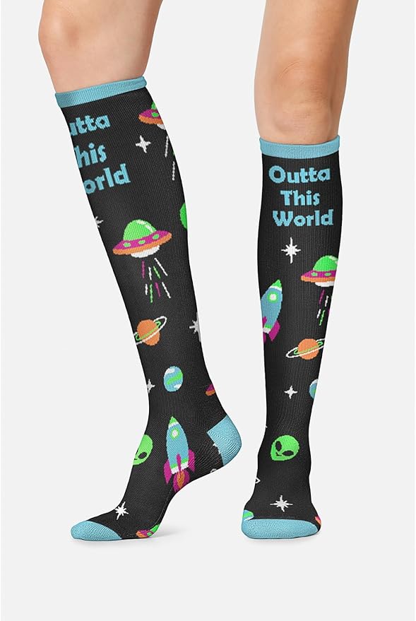 Cherokee Women's 10-15mmHg Compression Socks – Fun Print Knee Highs with Light Support, Soft Feel - PRINTSUPPORT