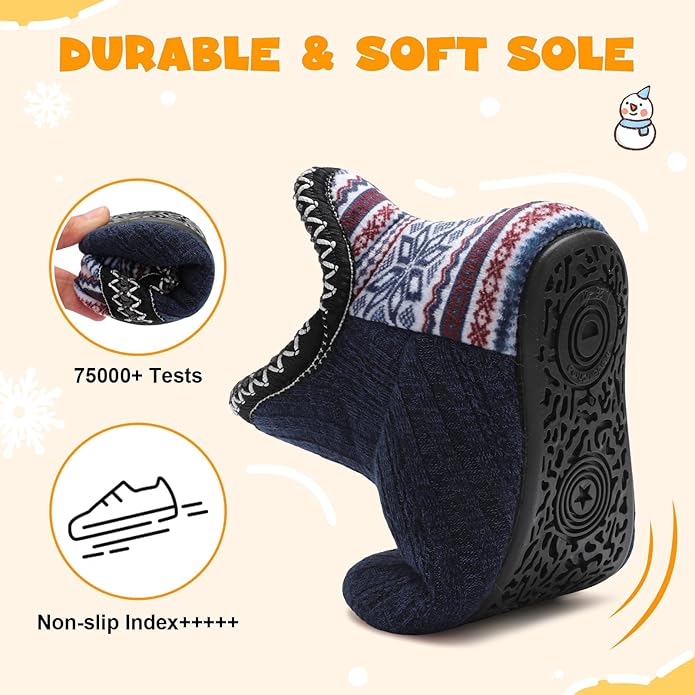 LeIsfIt Toddler Slippers Boys Girls Cozy Warm House Shoes Kids Non-slip Winter Slipper Booties Slip on Plush Lining Sock Slippers