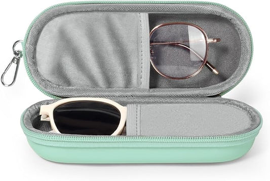 Double Eyeglasses Case, Dual Glasses Sunglasses Organizer with Zipper Closure, Eyewear Storage Box for Men Women Travel