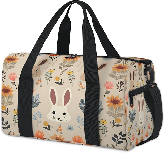 Rabbit Gym Bag for Women 17 inch Waterproof Carry On Overnight Weekender Bag Sports Duffel Tote Bags for Travel Workout