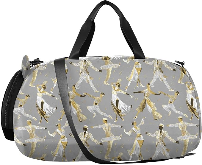 Dancer Gold and Silver Gym Duffel Bag with Shoes Compartment Multifunctional Overnight Bag for Boys and Girls bolsa de viaje para mujer