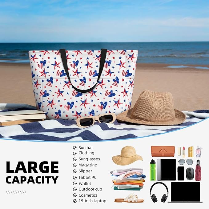 Large Beach Bag for Women Waterproof Foldable Travel Shoulder Tote Bag with Pocket for Weekender Pool Vacation