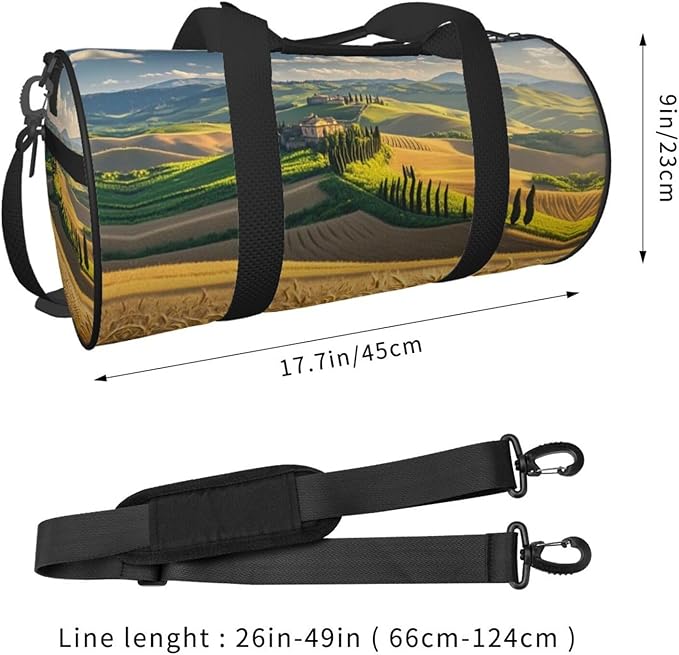 Italy Tuscan Travel Duffel Bag Sports Gym Bag, Lightweight Overnight Weekender Bag With Shoes Compartment Yoga Gym Sports Bag For Men Women