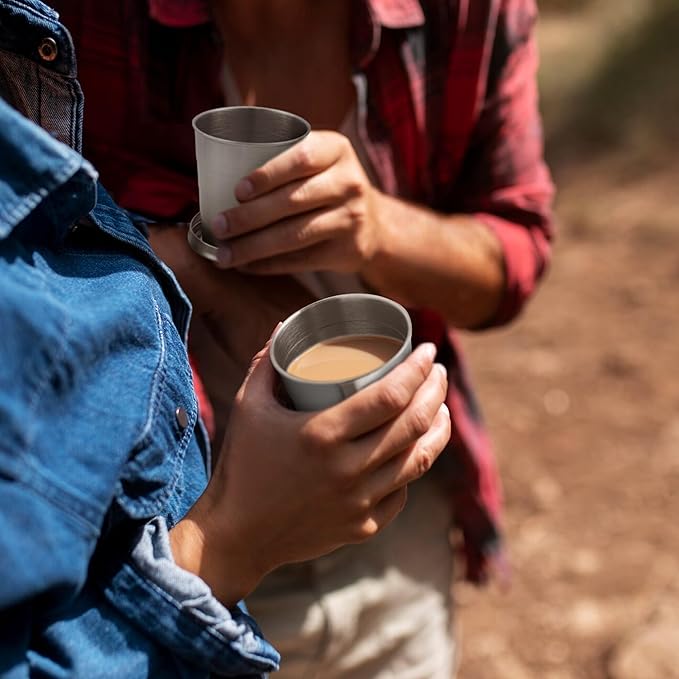 8.45oz Collapsible Travel Cup, Stainless Steel Folding Camping Cup for Hiking Picnic and other Outdoor Activities, 250ml
