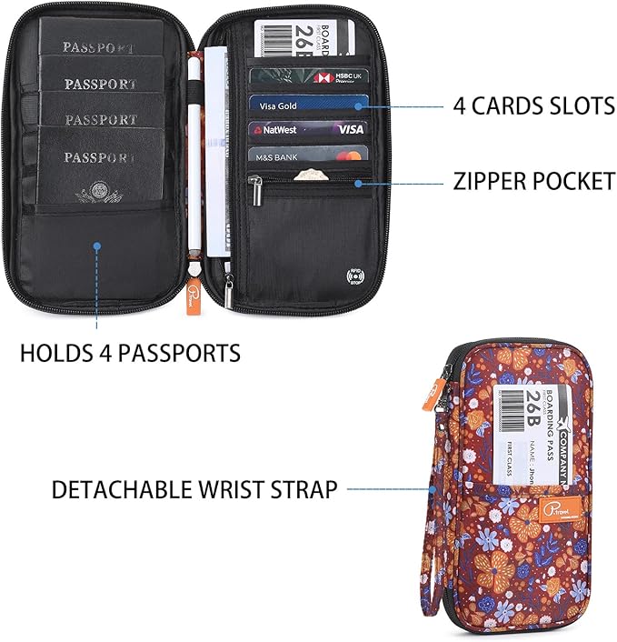 VanFn RFID Travel Passport Wallet, Family Passport Holder, Trip Document Organizer P.Travel Series