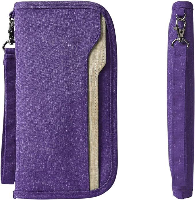 ZOPPEN Passport Holder Family RFID Passport Wallet, Passport Holder Women/Men, Travel Wallet Documents Organizer Zipper Case with Removable Wristlet Strap, Travel Essentials for Flying