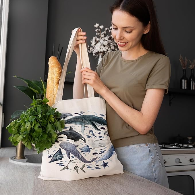 FBB Ocaen Beachy Ocean Sea Fish Reusable Grocery Shopping Bag