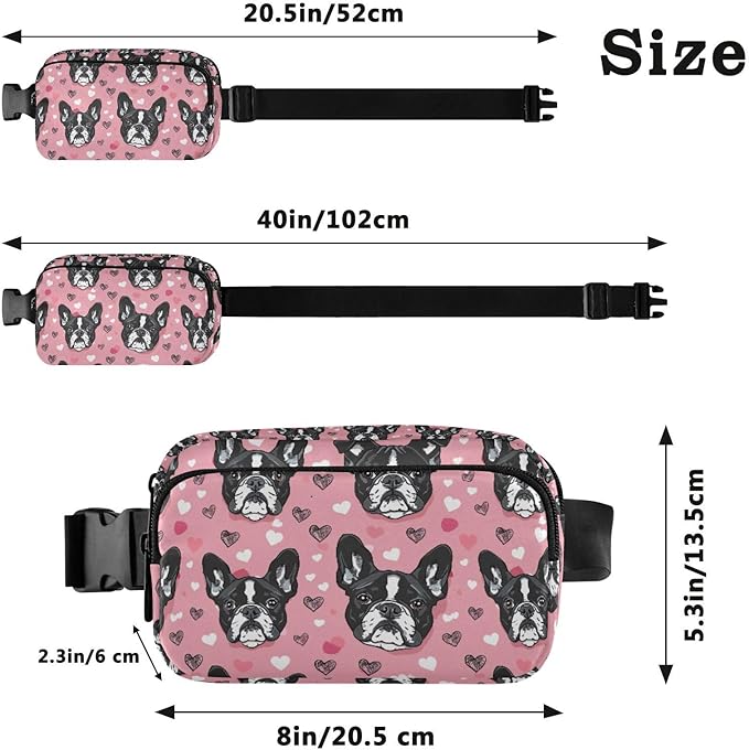 Kawaii French Bulldog Fanny Pack for Women Men Water Resistant Fashion Waist Packs with Adjustable Strap Belt Bag for Travel Workout Jogging Hiking 21219036