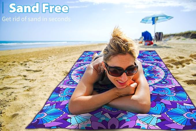 TwoYek 6 Pack Microfiber Thin Beach Towel Lightweight 71x32 Oversized Extra Large Sand Free Towels Quick Dry for Travel Pool Yoga Gym Sports Beach Accessories Vacation Essential Gift
