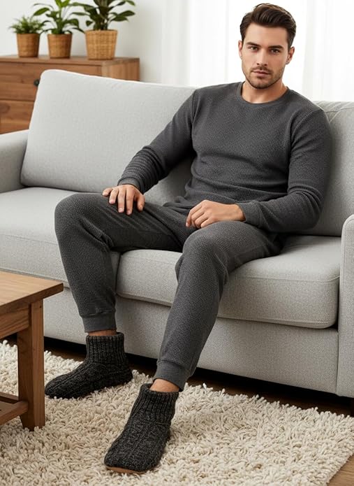 Cozylook Men's Slipper Socks with Grips, Fuzzy Indoor Slippers for Men, Soft Warm Winter Socks with Non-slip Soles