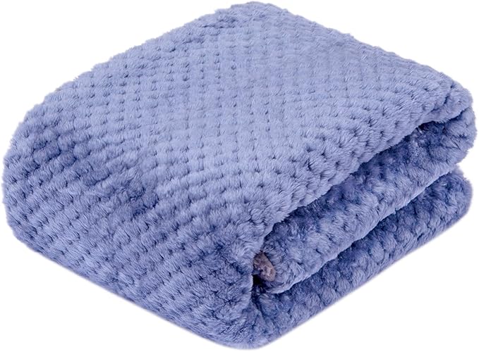 Fuzzy Sherpa Reversible Blanket for Baby, Soft Warm Cozy Coral Fleece Toddler, Infant or Newborn Reversible Blanket for Crib, Stroller, Travel, 30”×40”, Pearl Blue