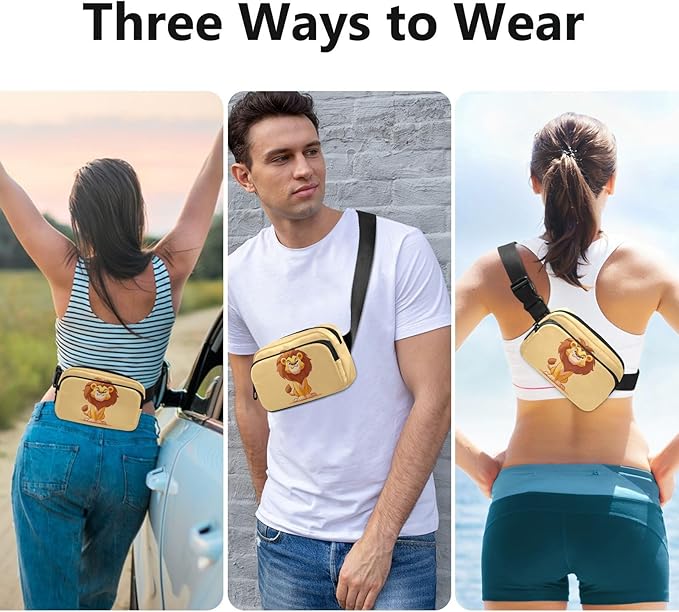Kawaii Lion Fanny Pack for Women Men Water Resistant Fashion Waist Packs with Adjustable Strap Belt Bag for Travel Workout Jogging Hiking 21218805