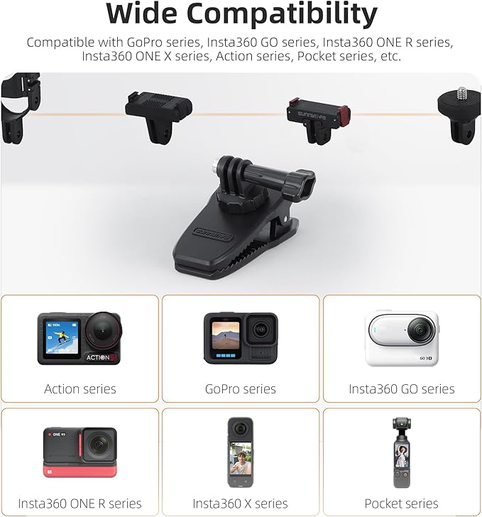 Strong Magnetic Mount, 360° Rotating Backpack Clip Car Sun Visor Mount for DJI Osmo Nano GoPro Action Camera Accessories for Hero 13 12 11 10 Insta360 X5 X4 X3 Ace Pro 2 DJI Action 6 5 Pro 4 3 Pocket