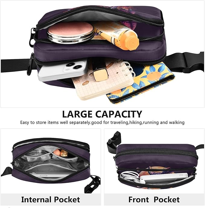 Forest Moon Owl Fanny Pack for Women Men Water Resistant Fashion Waist Packs with Adjustable Strap Belt Bag for Travel Workout Jogging Hiking 21220079