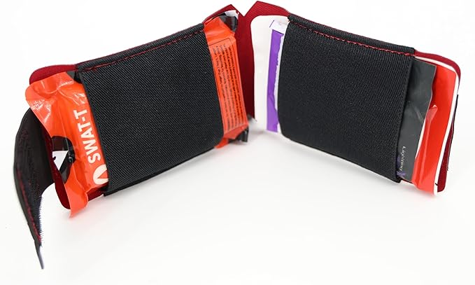 Lightning X LXPBW Wallet Trauma Kit – Slim EDC Pocket First Aid for Bleeding Control - RED Fully Stocked Kit