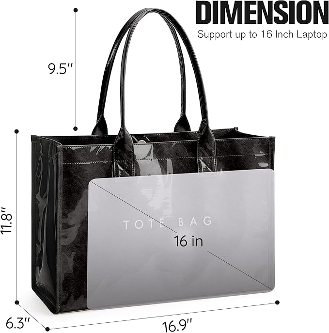 KALIDI PVC Tote Bag Women’s Kraft Paper Work Handbags Purses with Top Handle