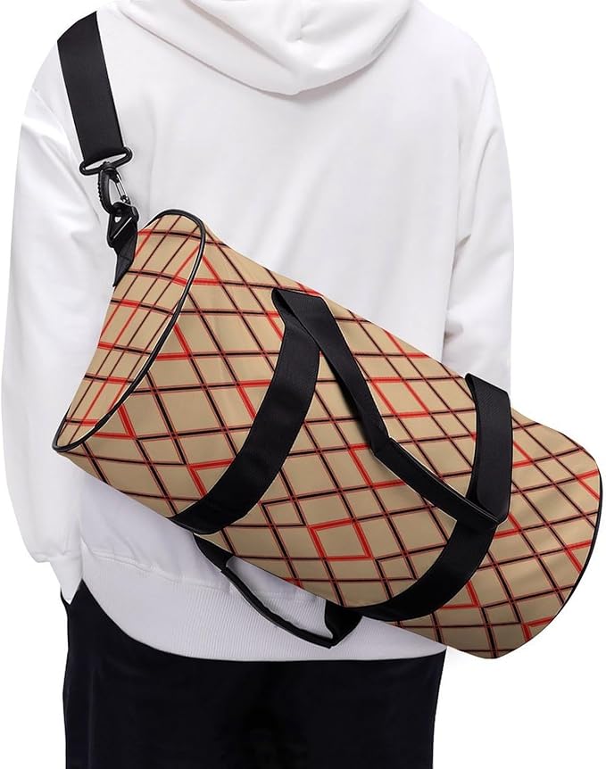 Large Capacity Carry On Weekender Overnight Bag Black Red Beige And White Plaid Tartan Beach Swim Bags Men Women Duffle Bag for Travel, Sports