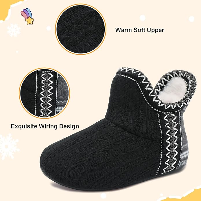 LeIsfIt Toddler Slippers Boys Girls Cozy Warm House Shoes Kids Non-slip Winter Slipper Booties Slip on Plush Lining Sock Slippers