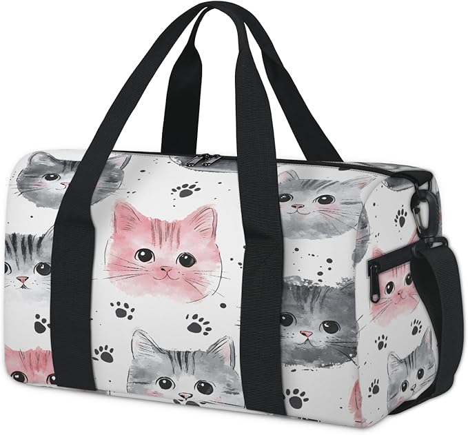 Funny Cat Kitty Travel Duffle Bag for Women Men, Overnight Weekender Bag, Carry on Tote for Sport Gym