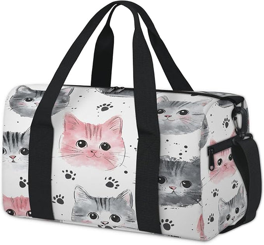 Funny Cat Kitty Travel Duffle Bag for Women Men, Overnight Weekender Bag, Carry on Tote for Sport Gym