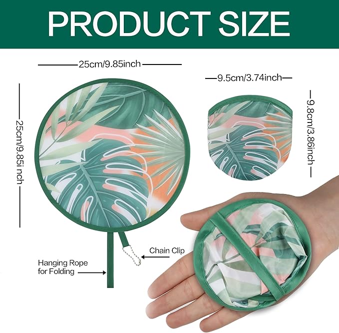 Cobahom 9.8" Handheld Fan Foldable for Women Kids Round Folding Fan for Cooling Summer Travel Outdoor Party Camping Wedding