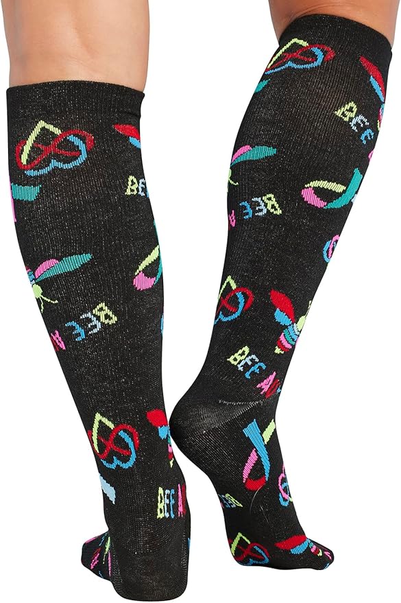 Cherokee Women's 10-15mmHg Compression Socks – Fun Print Knee Highs with Light Support, Soft Feel - PRINTSUPPORT
