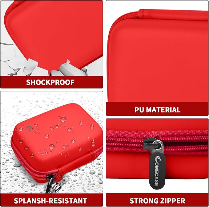 Comecase Carrying & Protective Case for Digital Camera, for CAMKORY/for Kodak Pixpro FZ45 FZ55/for Canon PowerShot ELPH 180/190 / for Sony DSCW800 DSCW830 Cameras for Travel - Red