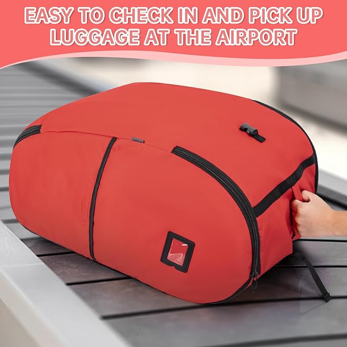 Padded Car Seat Travel Bag Compatible with Doona, Infant Car Seat Travel Bag, Foldable Car Seat Stroller Gate Check Bag for Airplane (Cherry Red)