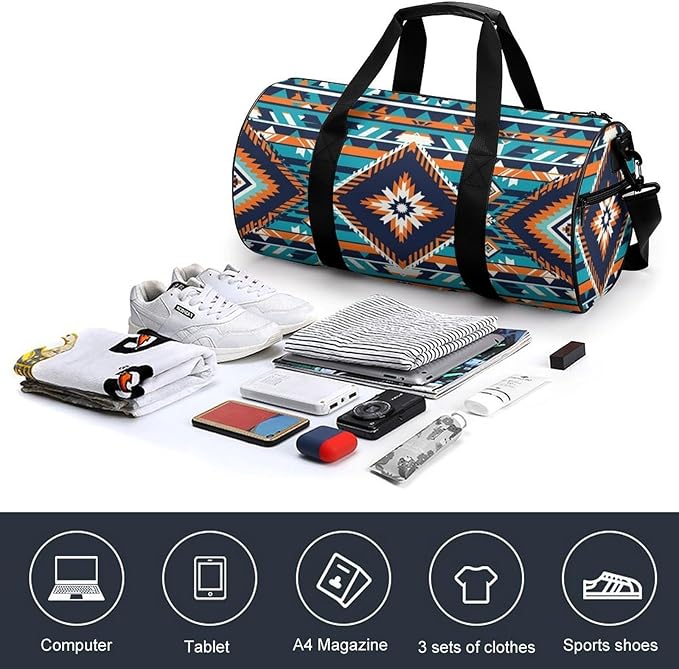 Workout Lightweight Duffel Bags Western Native Aztec (3) Carry On Weekender Overnight Bag Gym Sport Yoga Dance Bags