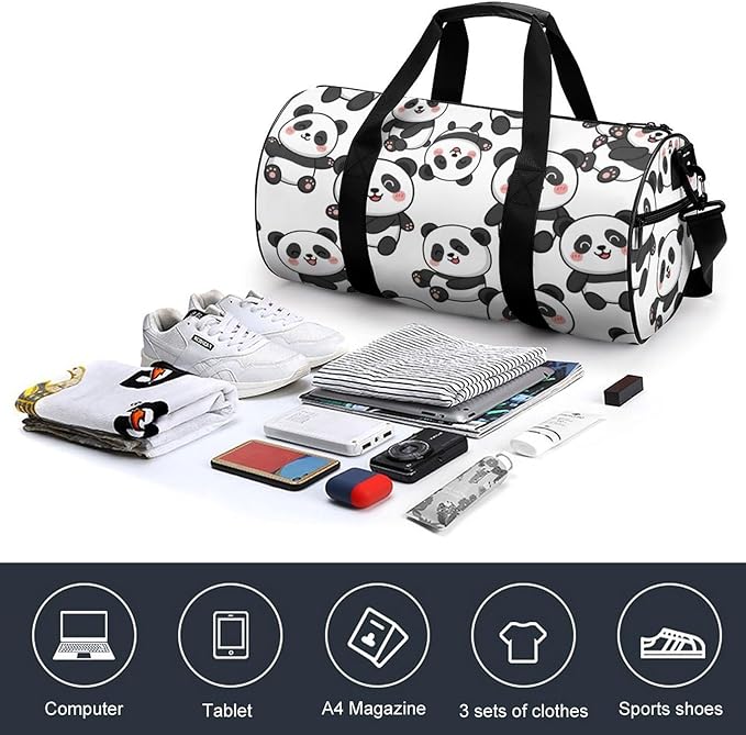Travel Sports Lightweight Carry On Bag Cute Panda (6) Weekender Overnight Bag Dance Sports Gymnastics Bags for Men Women