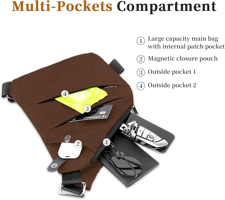 Anti Theft Crossbody Travel Bag for Women Men,Multi-pocket Crossbody Bag,Slim Sling Bag with Adjustable Strap