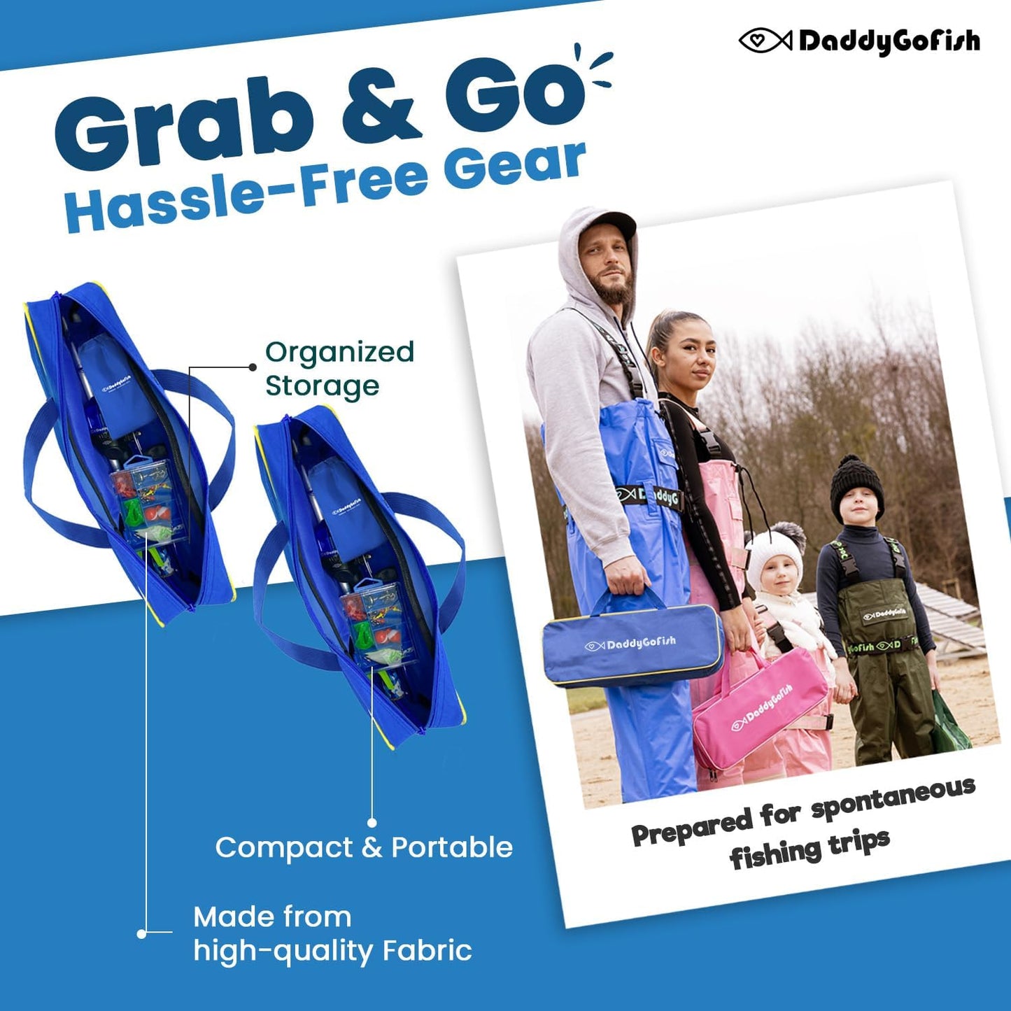 DaddyGoFish Kids Fishing Pole - Rod Reel Combo Tackle Box Starter Set - First Year Small Gear Kit for Boys Girls Toddler Youth Age Beginner Little Children