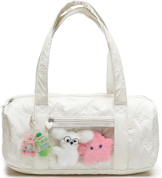 Ballet Dance Bag for Girls Toddler Dance Bags for 4-6 Ballerina Small Overnight Sleepover Gym Bag,with Kawaii Ita Bags Pin Display Pocket
