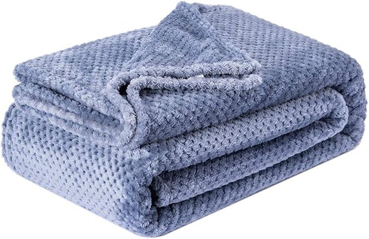 Fuzzy Throw Blanket, Plush Fleece Blankets for Adults, Toddler, Boys and Girls, Warm Soft Blankets and Throws for Bed, Couch, Sofa, Travel and Outdoor, Camping (Full Twin(70"x80"), XL2-Smoked Blue)