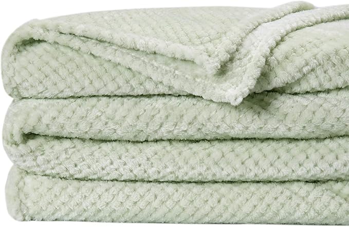 Fuzzy Throw Blanket, Plush Fleece Blankets for Adults, Toddler, Boys and Girls, Warm Soft Blankets and Throws for Bed, Couch, Sofa, Travel and Outdoor, Camping (Full Twin(70"x80"), XL2-Pastel Green)