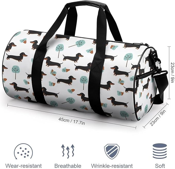 Travel Duffle Bag Dachshund Weiner Dog Pet Dogs Carry On Weekender Bags Workout Lightweight Duffel Bags for Men and Women