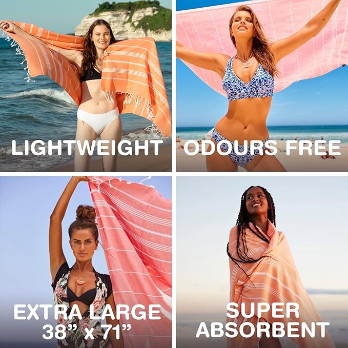 Turkish Beach Towels, Bulk Case of 36 | Oversized, Quick Dry, Sand Free | 100% Cotton, Large 38x71 Towels for Beach, Pool, Travel | Ultra-Soft, Compact, Absorbent | Lilac