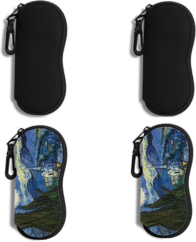 Hion Sunglasses Soft Case Ultra Light Neoprene Zipper Eyeglass Case With Belt Clip