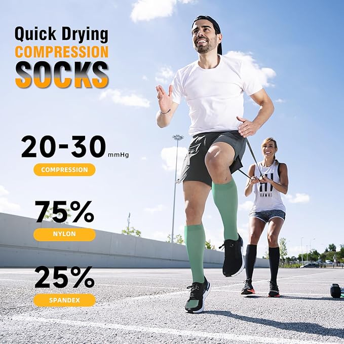 bropite Flora Compression Socks for Women & Men-Knee high 6 Pairs 20-30mmhg Support Running Nurse Travel
