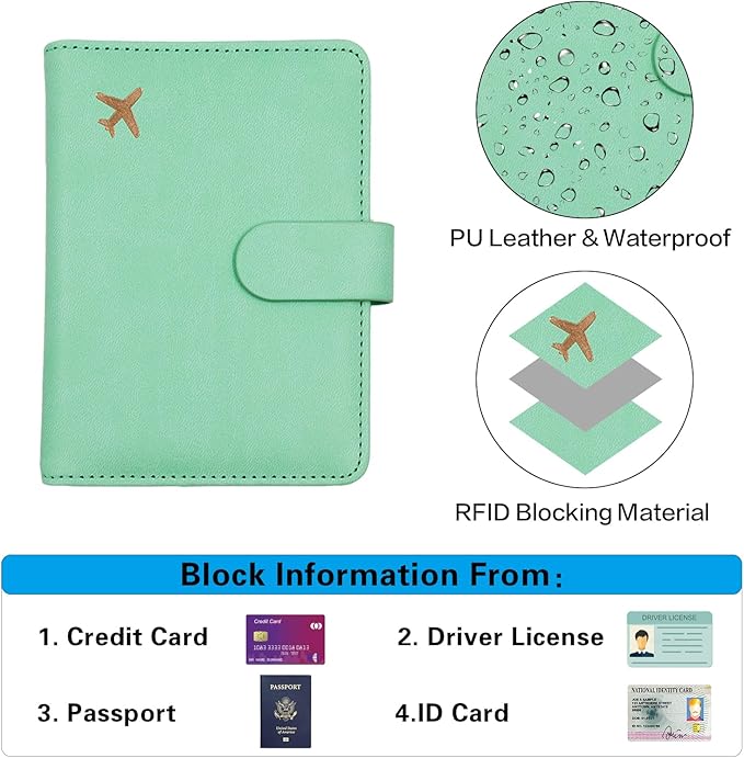 Melsbrinna Premium Leather Passport Holder Covers Case, Waterproof Rfid Blocking Travel Wallet Passport Holder with Pen Holder, Cute Passport Book for Women/Men